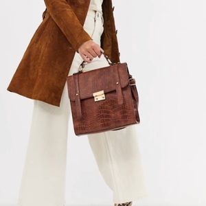ASOS DESIGN push lock satchel in croc
